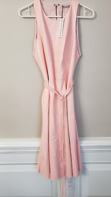 Alice + Olivia Women's Leandra Braided Belt Pink Vegan Leather Midi Dress  Size 2 | eBay