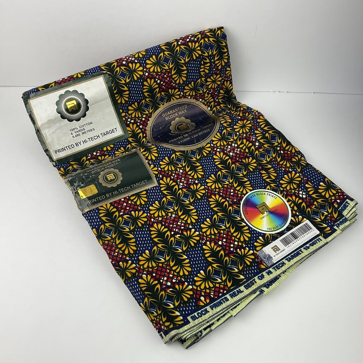 Real African Wax Block Print Fabric Hi Tech Target 6 Yds 100