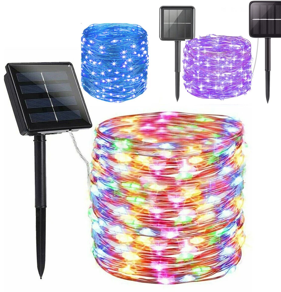 Solar String Lights LED Fairy Lights Outdoor Waterproof Copper Wire Garden Party - Image 3 of 4