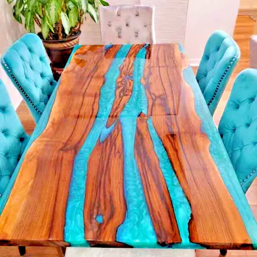 Blue Turquoise Epoxy Resin Dining Table Cafeteri Console Bar Table Home Decors
