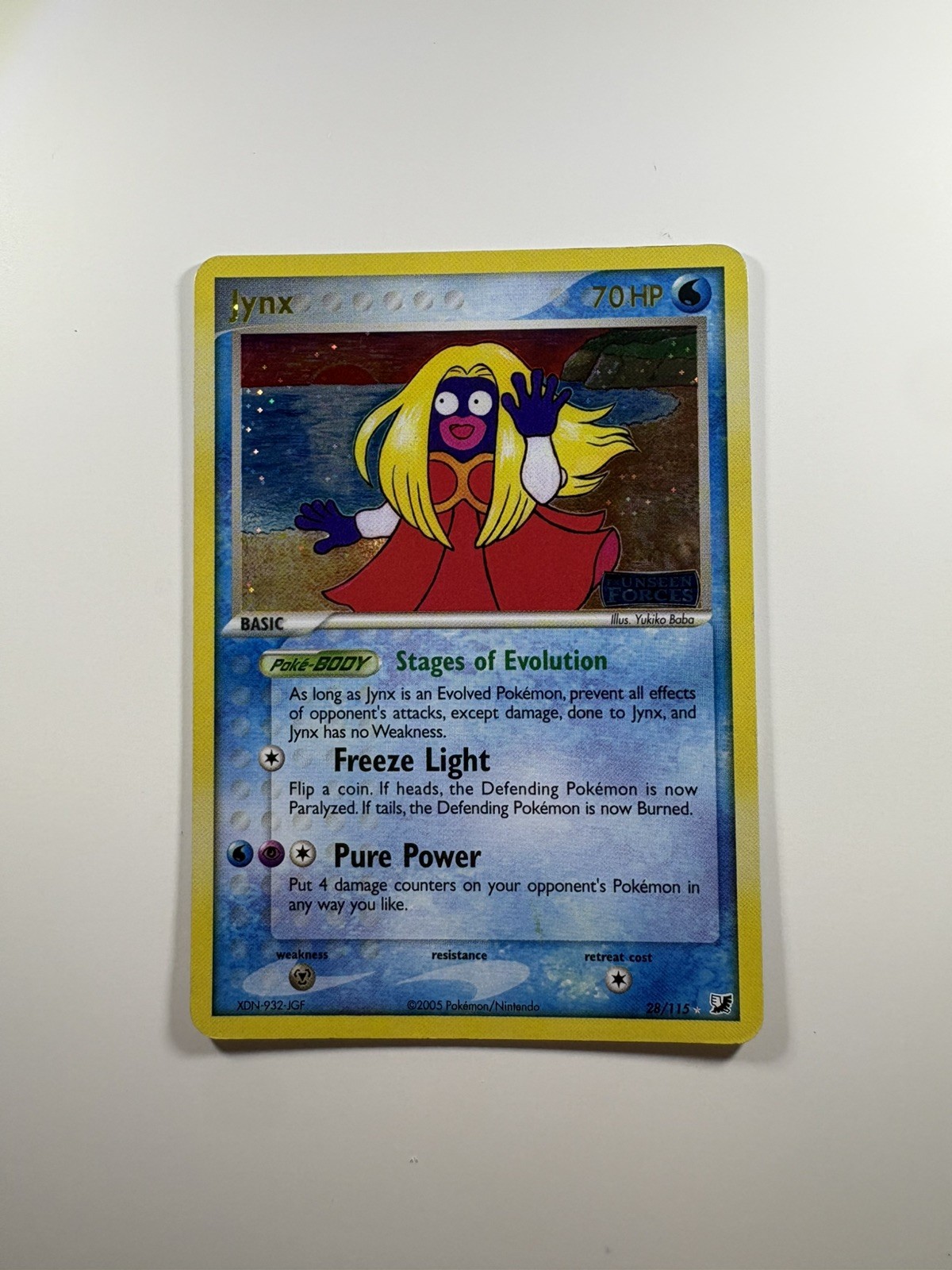 Jynx - 28/115 Reverse Holo Rare Stamped Unseen Forces NM Pokemon Card