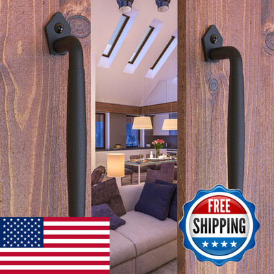Vivalight 2-Pack 10 Inch Diamond Tapered Barn Door Handle - Black Cast Iron
