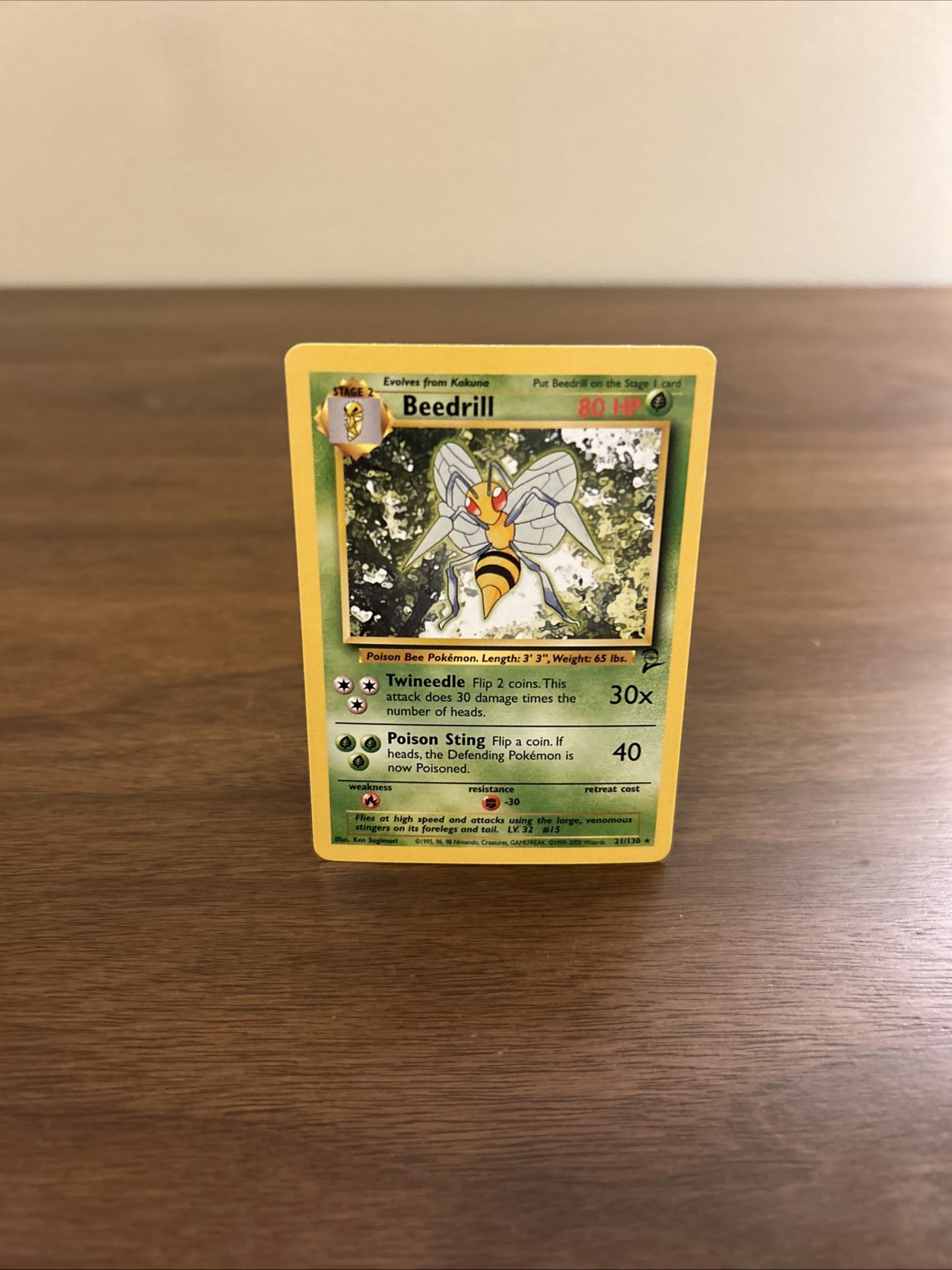 Pokémon TCG Beedrill Base Set 2 Unlimited Rare Card 21/130 NM Condition