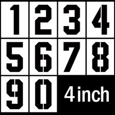 4 Inch Reusable Number Stencils Set 0-9 Plastic Stencil 4 Inch, Black