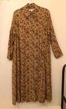 UNIQLO × INES DE LA FRESSANGE Floral Long Dress S Retro Elegant Brown Used