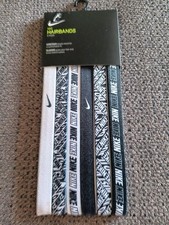 NEW NIKE PRINTED WOMEN'S SILICONE .5" 1/2 INCH HEADBANDS 6 PACK,BLACK WHITE