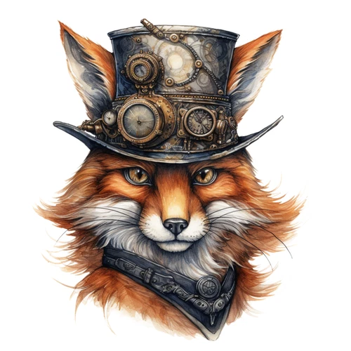 Steampunk Fox Steam Punk Animal Self Adhesive Vinyl Sticker
