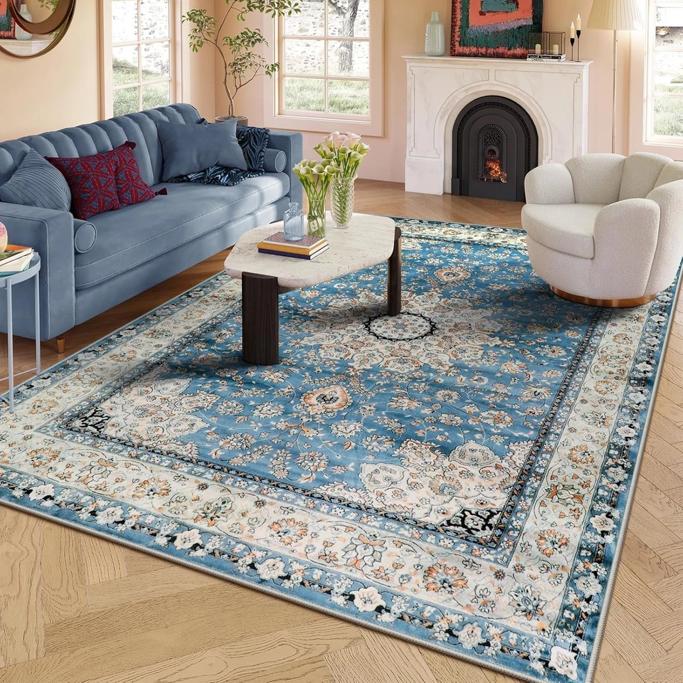 Soft & Stain-Resistant 8x10 Vintage Floral Area Rug for Cozy Living Spaces - Image 3 of 4