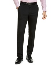 Alfani Mens Slim fit Dress Pants 33 / 30 Black Solid Stretch
