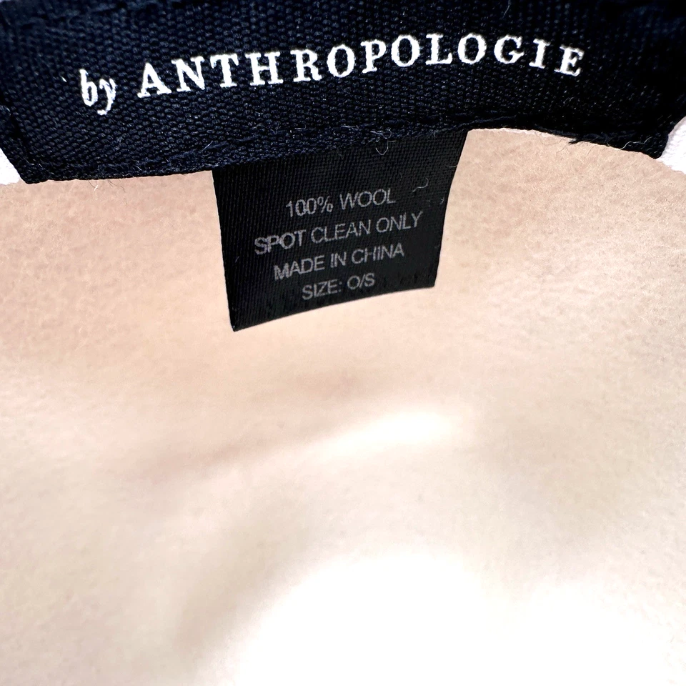 Anthropologie 帽子女式象牙色现代波西米亚 Fedora Rancher 100% 羊毛表带 — 第 4/4 张图片