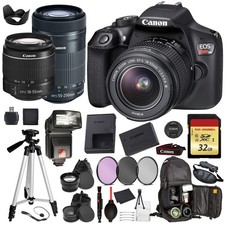 Canon EOS Rebel T6 Digital SLR Camera EF-S 18-55mm  EF-S 55-250mm STM Black 