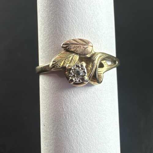 Bague vintage Coleman Co CCO 10K collines noires en or taille 6,5 pierre transparente 1,8 g - Photo 2/10