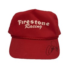 Vintage Firestone Racing Red Snapback Trucker Hat Autographed