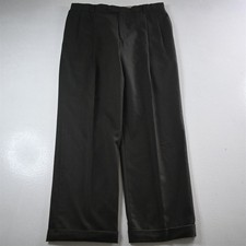 Austin Reed 36x32 Dark Green Wool Flannel Pleated Cuffed High Waist Dress Pants