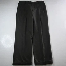 Austin Reed 36x32 Dark Green Wool Flannel Pleated Cuffed High Waist Dress Pants