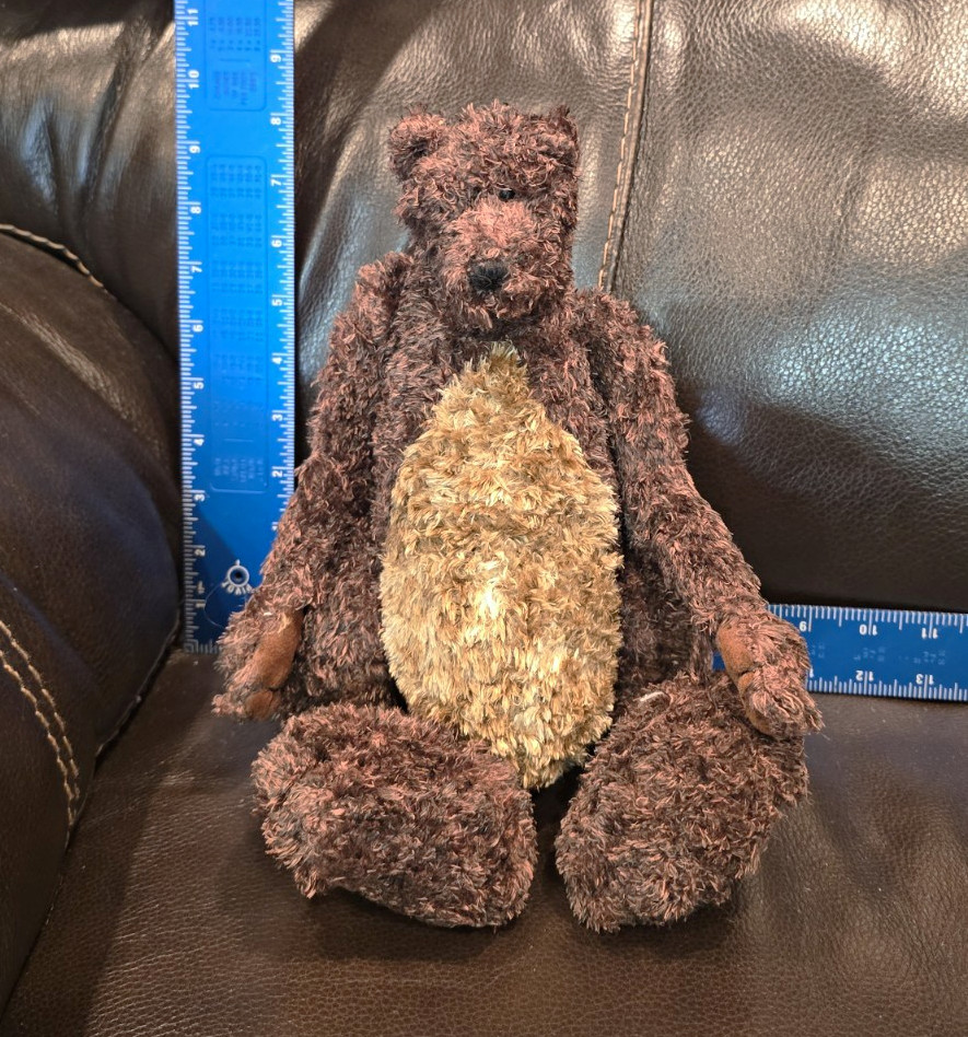 GEORGENE POLKA Brown/Tan Plush Teddy Bear Stuffed Animal Black Eyes OOAK