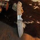 9.0" Bushcraft Camping Damascus Handmade Full Tang Sheep Horn Handle + Sheath — photo 4