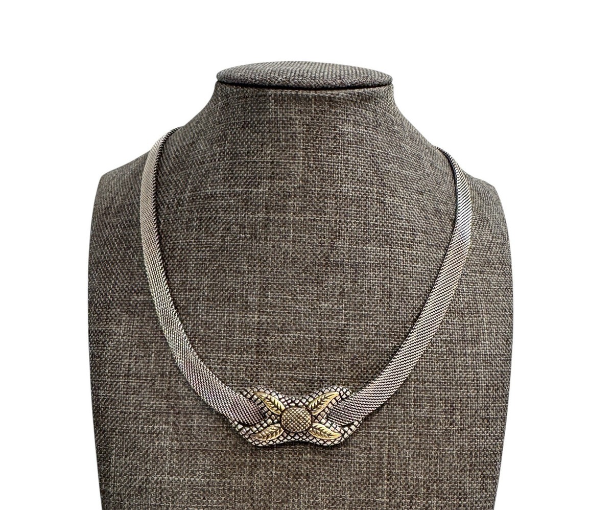 Stephen Dweck Sterling Silver 18k woven slide necklace 16