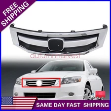Front Upper Grille Black+Chrome Fit Honda Accord 3.5L 2.4L 2008 2009 2010