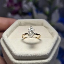 2CT Marquise-Cut VVS1 Moissanite Engagement Ring 14k Yellow Gold Plated