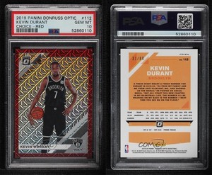 2019 Panini Donruss Optic Choice Red Prizm /88 Kevin Durant #112 PSA 10 GEM MT