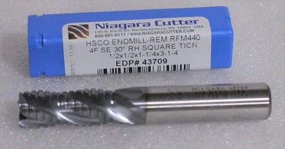 2 Pcs - HSCO ENDMILL-REM RFM440 4 Flute 30 degree RH SQUARE TICN 1/2 x 1-1/4