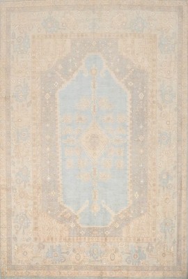 Blue Oushak Oriental Area Rug 8x10 Vegetable Dye Handmade Wool for Living Room