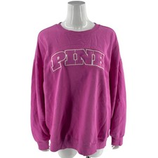 Victorias Secret PINK Womens Sweatshirt Top Sz XL Embroidered Crew Neck Pullover