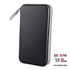 CD Case, 80 Capacity Hard Plastic DVD Case Portable Zipper CD/DVD Wallet Black