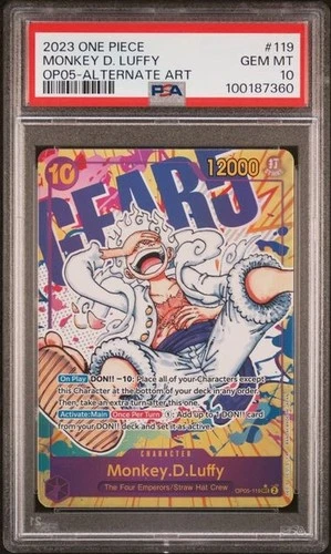 Monkey D. Luffy PSA 10 One Piece OP05-119 Gear 5 Alternate Art English Card 2023