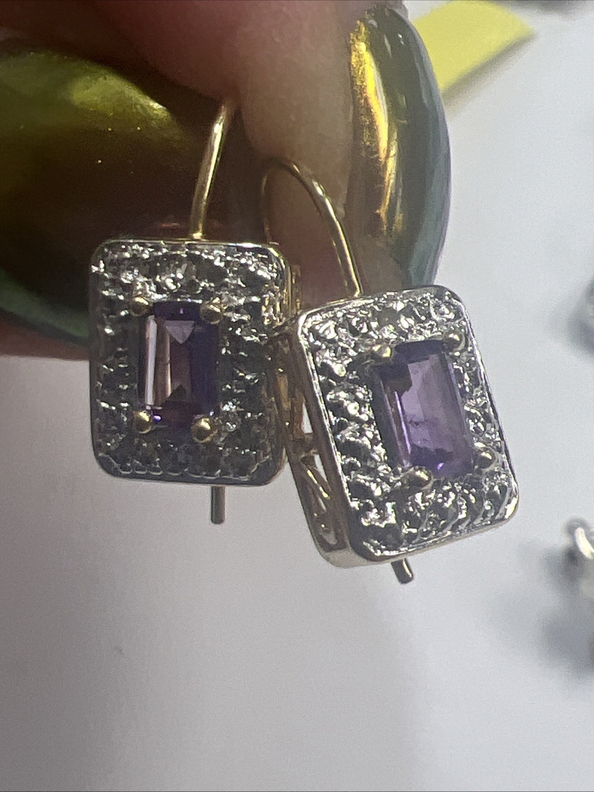 Sterling Silver .925 Multi Gemstone Dangle Hoop P… - image 5