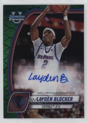2024-25 Bowman U Chrome Green Reptilian Refractor 70/75 Layden Blocker Auto 0oy5