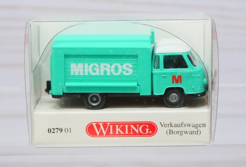 Camión Wiking 0279-01 Borgward, furgoneta de ventas Migros, escala 1/87 HO | Zustand: New