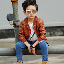 3 4 5 6 8 10 12 Years Spring Autumn Boys Leather Jacket Waterproof Zipper Fashio