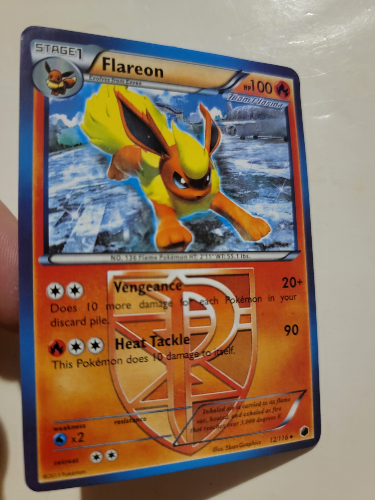 Pokemon TCG Card 2013 Black & White Plasma Freeze Flareon 12/116 Non-Holo