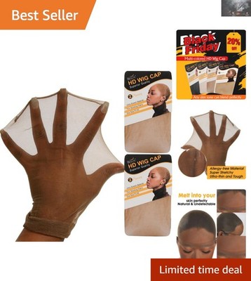 4-Pack Dark Brown Skinlike HD Wig Caps for a Natural Look - Comfortable Fit