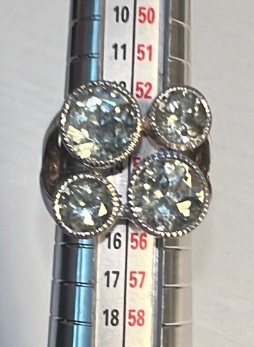 925 Sterling Silver Fine Aquamarine Gemstone 6ct. Cocktail Ring Size 6.75 EC - Picture 9 of 10
