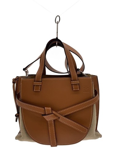 LOEWE Handbag Gate Top Handle Small Bag Leather BRW Plain Used