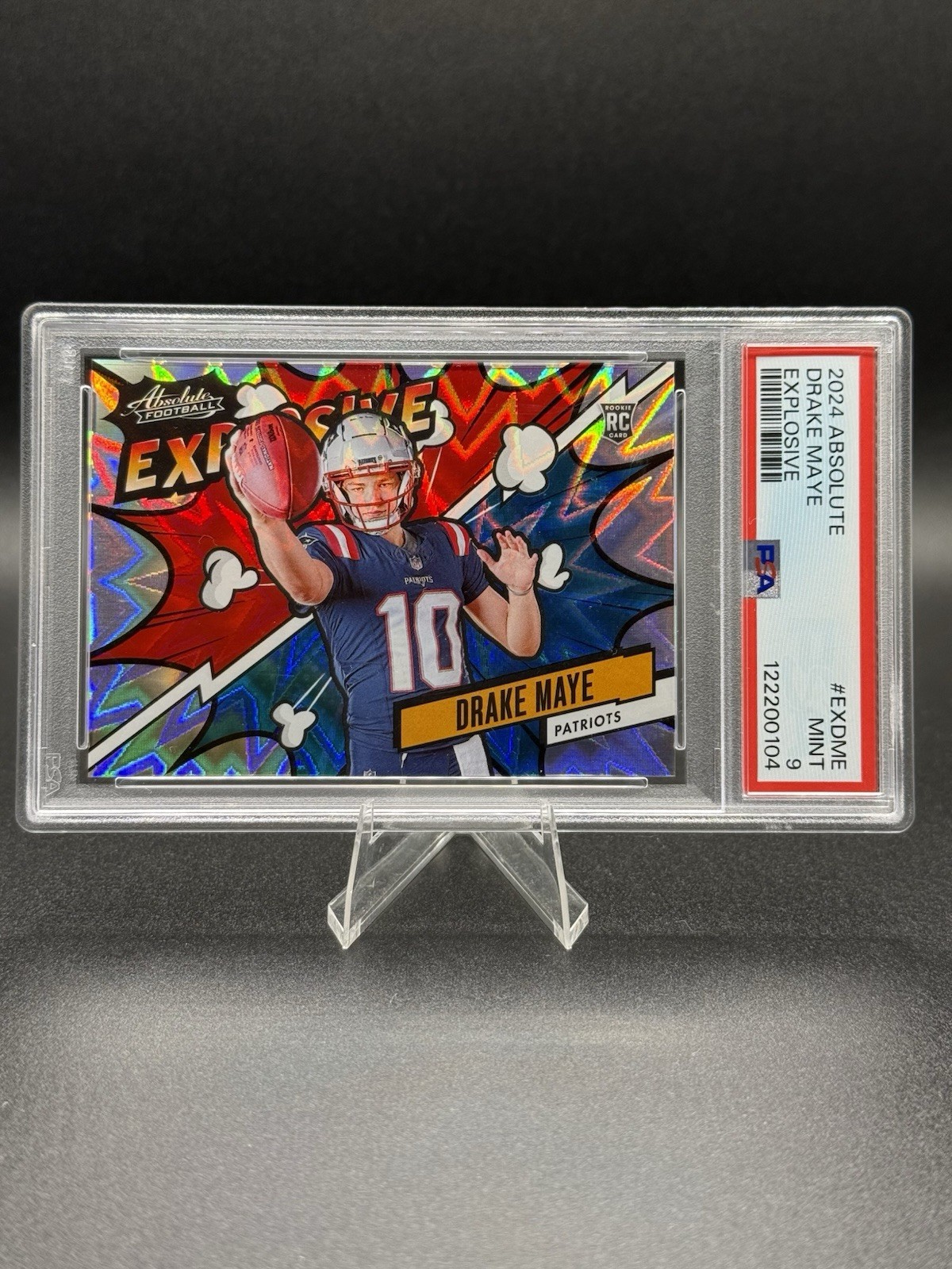 Drake Maye #3 Football Cards 2024 Panini Absolute Explosive trading card — raw and PSA graded price guide