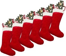6 Pack Large Christmas Stockings 20", Classic Red Plush Xmas Stockings for...