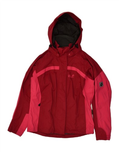 JACK WOLFSKIN Womens Hooded Windbreaker Jacket UK 10 Small Red AV01