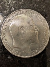 1902 King Edward the Seventh Silver Crown Nice Grade Good Coin