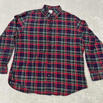 Brooks Brothers Regent Men's XL Flannel Plaid Shirt Red Green Blue Button-Down