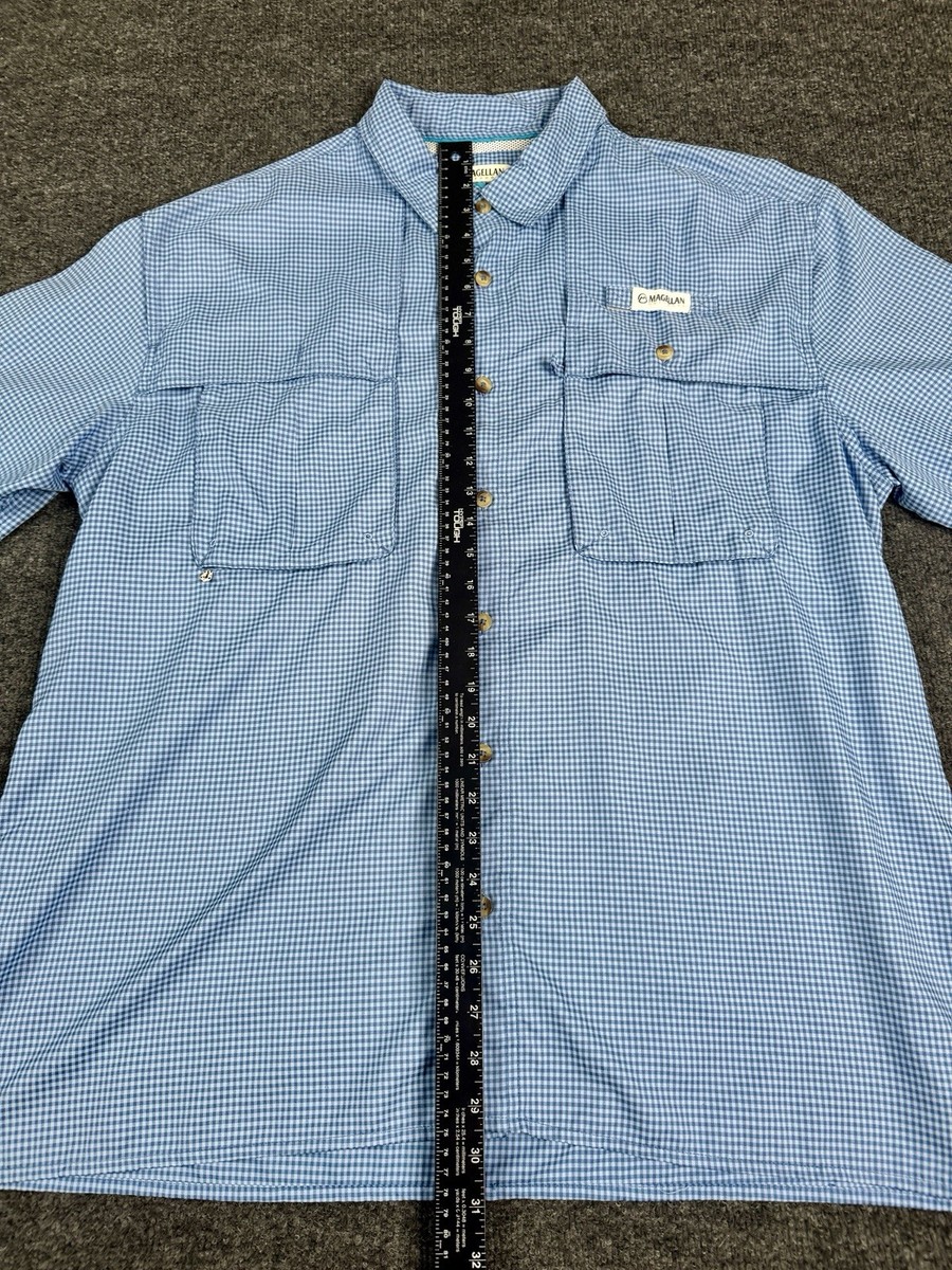 Chemise De Pêche Magellan Fish Gear, Homme 4XL, Bleu/gris, Coupe Décontractée, Tissu Technique