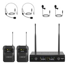 Phenyx Pro UHF Wireless Microphone System w/ 2x30 Tunable Frequencies, Black
