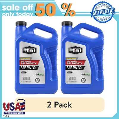 #ad #ad 2 pack Super Tech High Mileage Full Synthetic SAE 5W 30 Motor Oil 5 Quarts $34.91