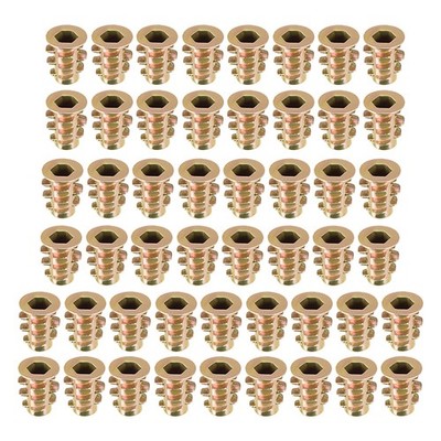 50 x Threaded Insert Nuts Zinc Alloy Hex Socket M4 Internal Threads 10mm Length