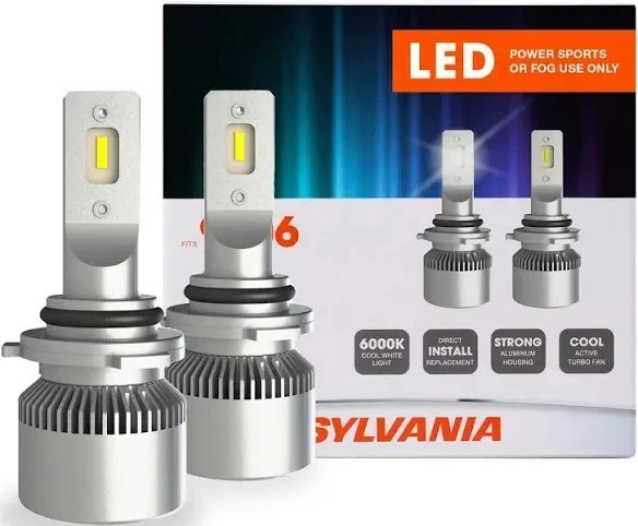 Sylvania 9006 LED Powersports Headlight or Fog Bulb, 6000K Cool White 9006SL.BX2 - Image 2 of 4