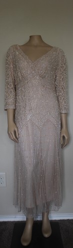 Pisarro Nights Women's Beaded Evening Gown Light Peach Size 12 Petite
