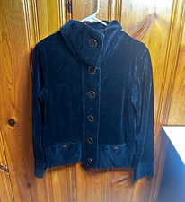 Jones New York Signature Women  s Black Velour Button Front Jacket w/ Pockets M